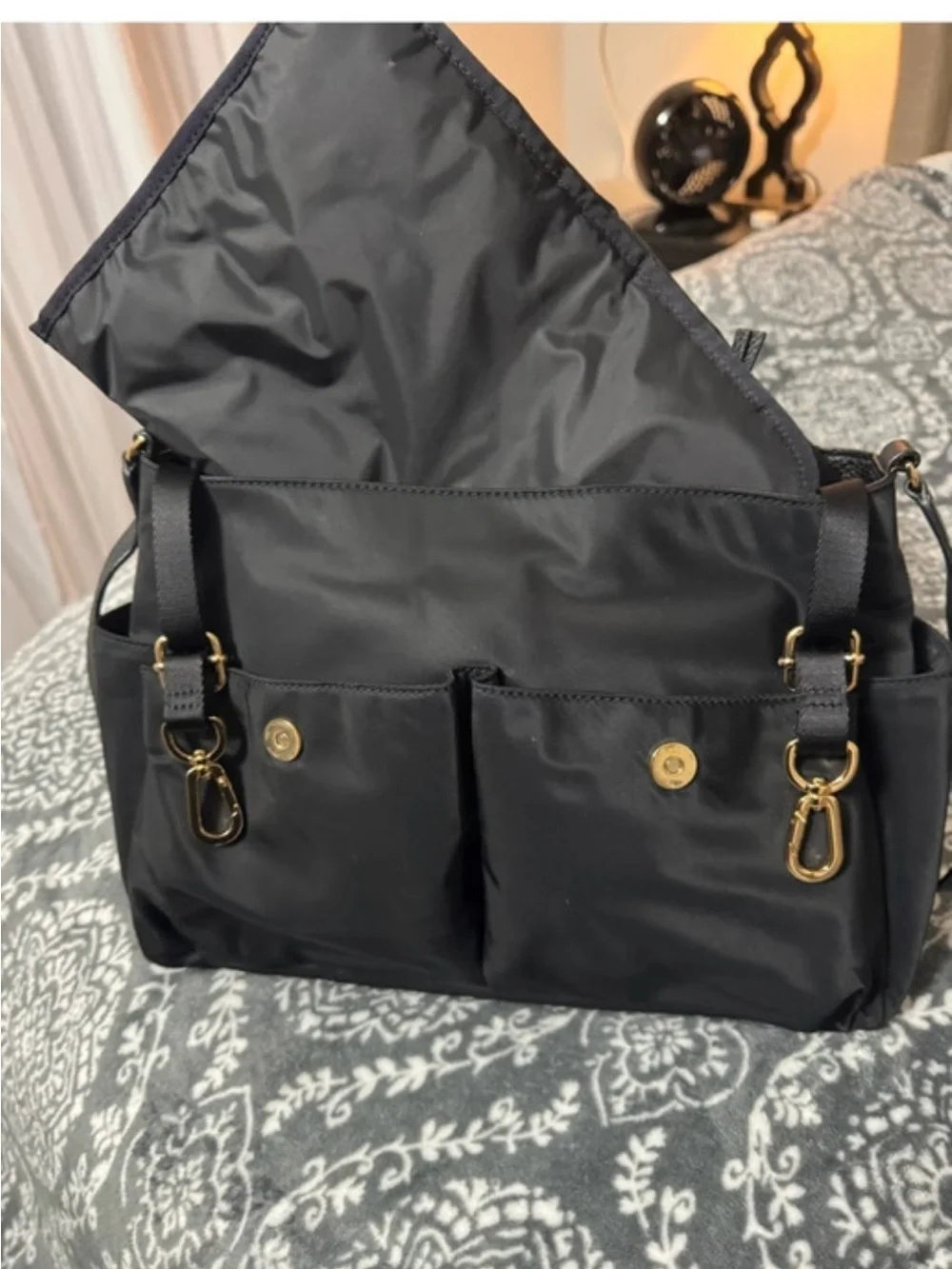 Tory Burch Black Nylon Crossbody Baby Bag